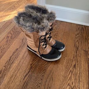Women's Tan and Black Sorel Winter Boots